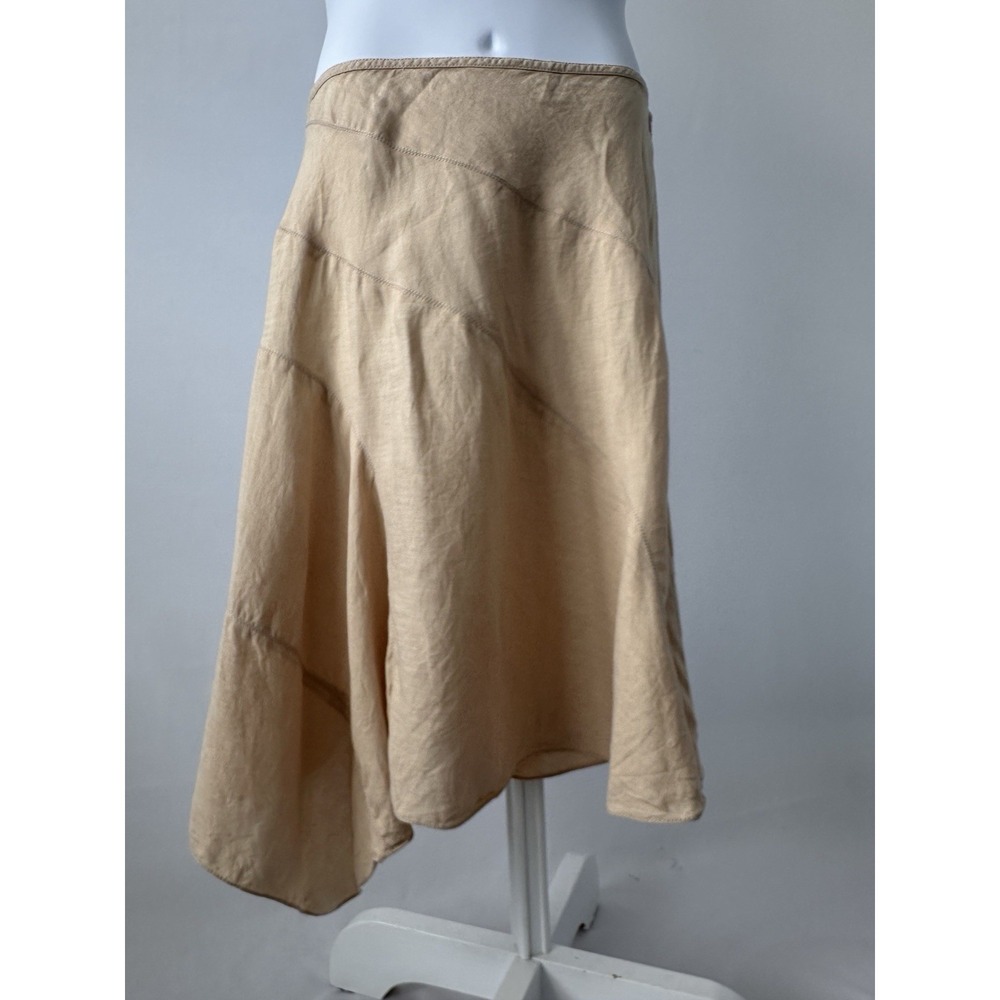 Women's DKNY Sz: 12 Tan Linen A Line Skirt (b63) Summer Office Chic